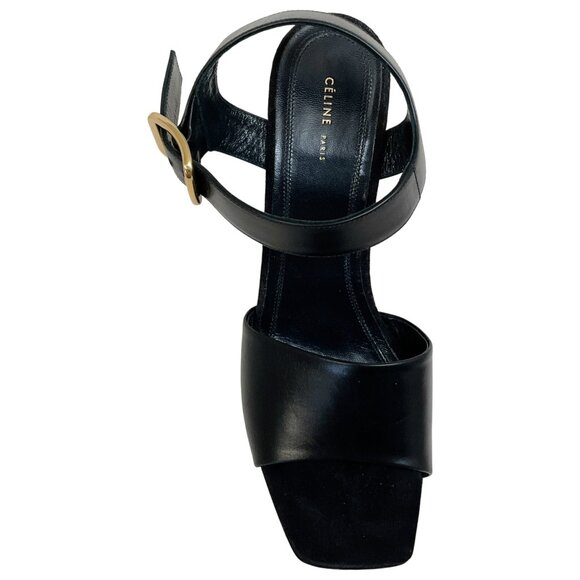 Celine Black Leather / Suede Platform Sandals - Picture 4 of 6